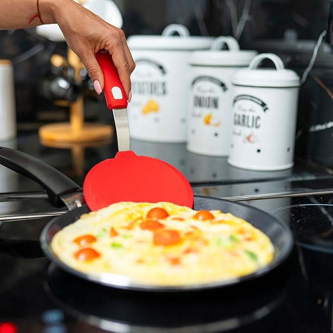 Wide Silicone Pancake Spatula – Large Heat-Resistant Turner for Cooking | Nonstick Safe | Stainless-Steel Reinforced Core & Easy-Grip Handle