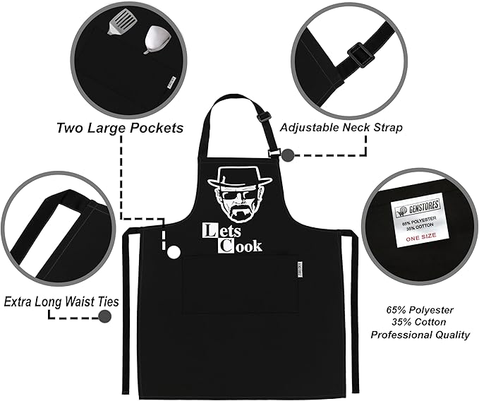 Funny Grilling Aprons for Men with Pockets BBQ Novelty Cooking Apron for Son Grandad Christmas Fathers Day Gift