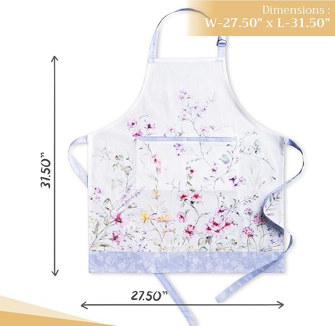 Maison d' Hermine 100% Cotton Apron for women with Pocket Kitchen Chef Apron for Men Cooking Gardening Server Waitress
