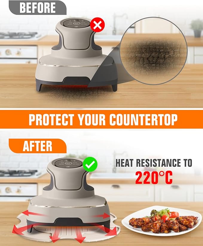 2 PCS Air Fryer Trivets Silicone and Splatter Shield for Ninja Crispi,Heat Resistant Mat for Air Fryer for Air Fryer Accessories,for Ninja Combi Accessories Kitchen Air Fryer Trivet (Off White&Black)
