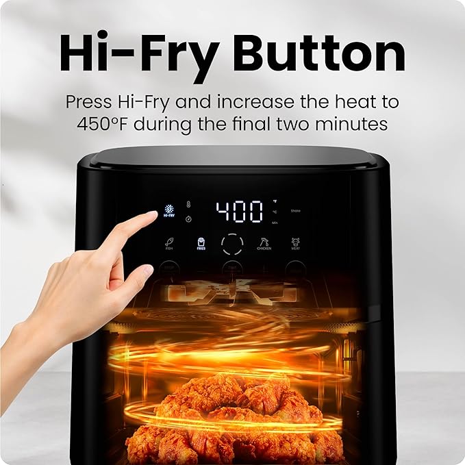 Chefman Air Fryer – 4 QT Compact Airfryer for Quick & Easy Meals, Features Hi-Fry Technology for Extra Crisp, Easy-View Window, Touch Controls with 4 Presets, Nonstick & Dishwasher Safe Basket - Black