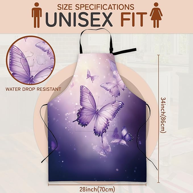Kitchen Apron with Pocket,Waterproof Adjustable Neck and Long Ties, Cooking Baking Gardening Painting Apron for Women