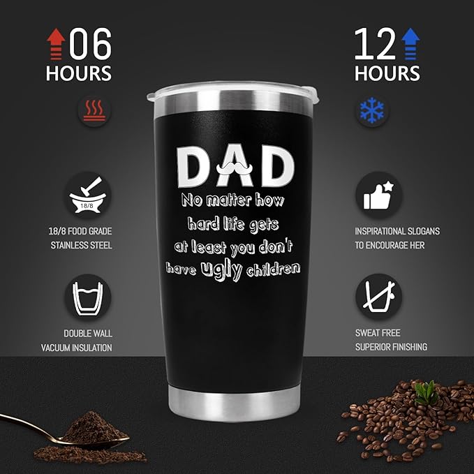 Father's Day Gift Best Dad Ever Tumbler, Birthday Gifts for Dad From Daughter Son Gifts Present for Dad Men Husband Uncle-20 OZ Coffee Tumbler