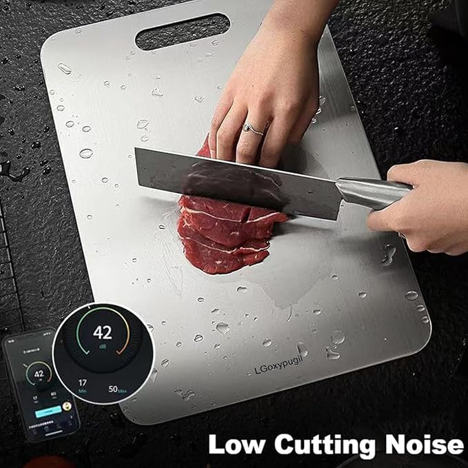 Katuchef Titanium Cutting Board 100% Pure Titanium Cutting Boards for Kitchen Non Toxic, Double-Sided Medical-Grade Hygiene Durable Non Moldy Dishwasher Safe Meat Fruit metal Board