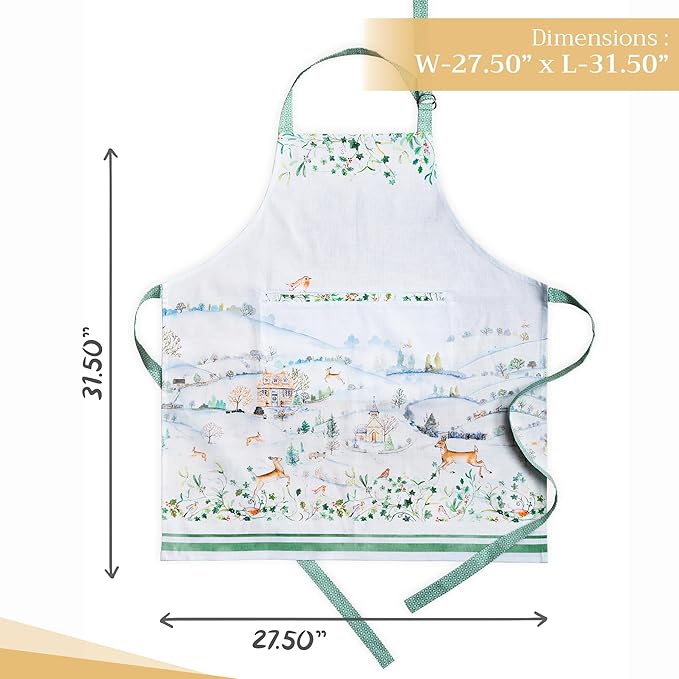 Maison d' Hermine 100% Cotton Apron for women with Pocket Kitchen Chef Apron for Men Cooking Gardening Server Waitress