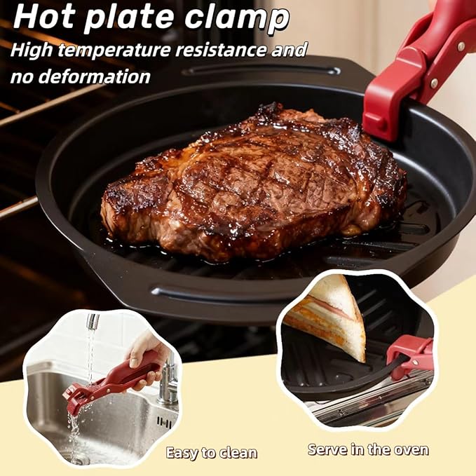 2-Pack Heat-Resistant Silicone Hot Plate Gripper Tongs – Anti-Scald Bowl Clip & Plate Gripper – Non-Slip Kitchen Tongs for Hot Plates, Bowls, Pots & Microwave Dishes
