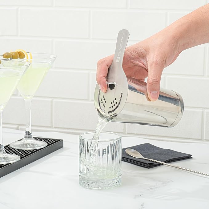 Restaurantware Bar Lux 16 Ounce Boston Shaker 1 Metal Cocktail Shaker - Weighted Bottom No Leak Stainless Steel Martini Drink Mixer Essential Bar Tool For Home Use Or Bartenders