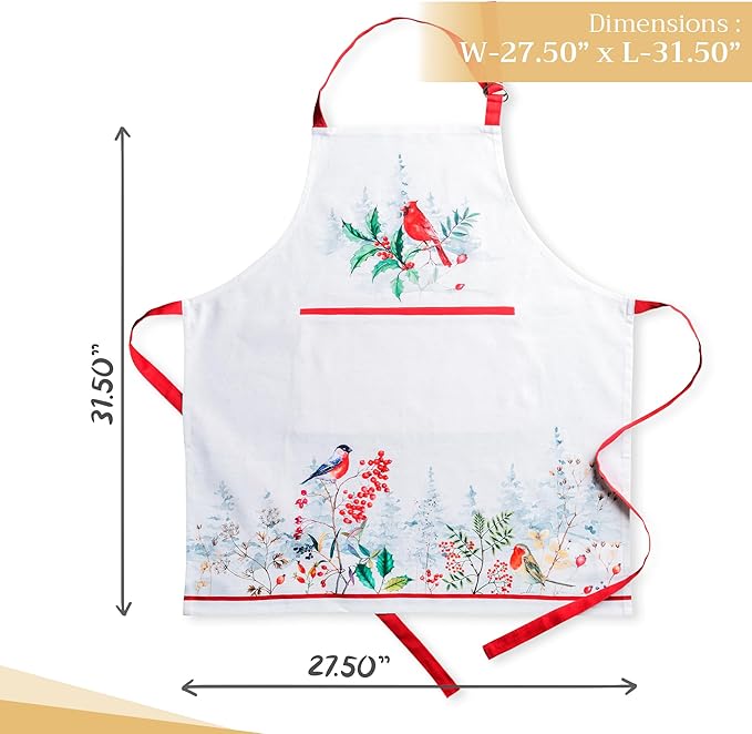 Maison d' Hermine 100% Cotton Apron for women with Pocket Kitchen Chef Apron for Men Cooking Gardening Server Waitress
