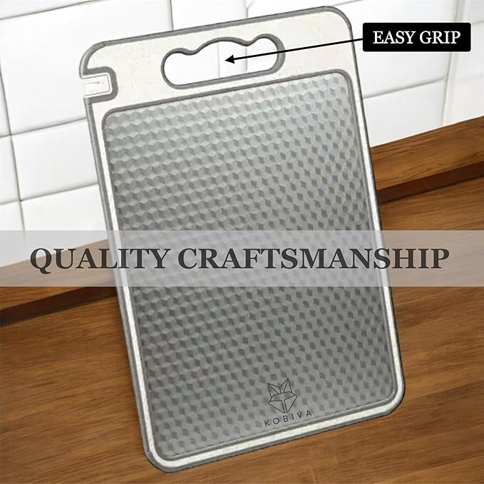 Scratch Resistant 304 Stainless Steel Cutting Board for Kitchen | Dishwasher Safe Large Double-Sided Chopping Board, Knife Sharpener & Garlic Mincer | Easy to Clean 14.5X11