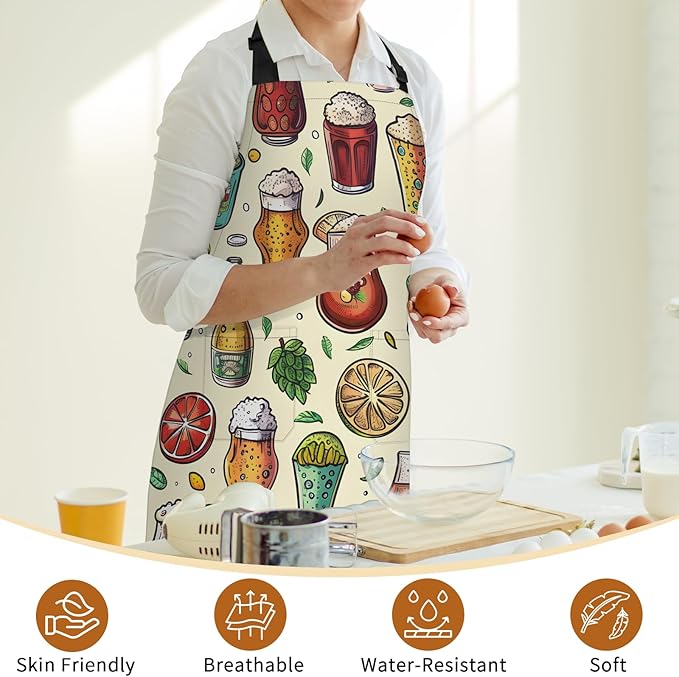 Kitchen Apron with Pockets,Adjustable Aprons for Women Men,Waterproof Chef Aprons for Cooking,BBQ,Gardening