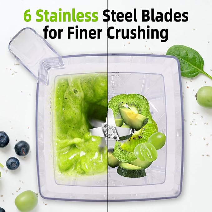 OMMO Blender for Smoothies: 1800W Peak Blenders for Kitchen, 68oz BPA-Free Pitcher, Timer & Speed Control, 6 Stainless Steel Blades, Dishwasher Safe Blender for Ice Crush/Smoothies/Frozen Drinks/Black