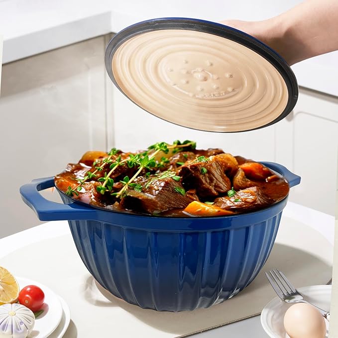 5 Quart Cast Iron Dutch Oven Pot with Lid, enameled cast iron pot, blue dutch oven, porcelain cast iron dutch oven, pot with lid blue