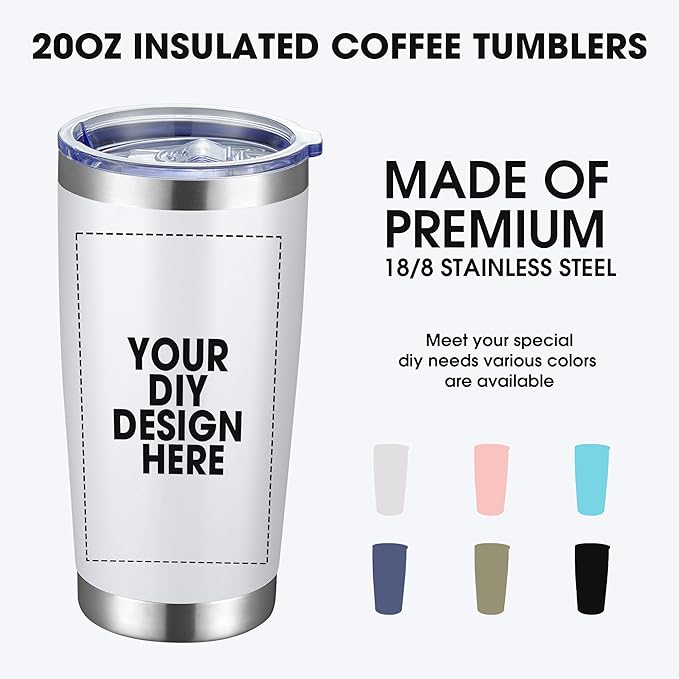 Personalized Coffee Tumbler Print in USA 20oz Stainless Steel Double Wall Insulated Coffee Cup With Text Photo Logo