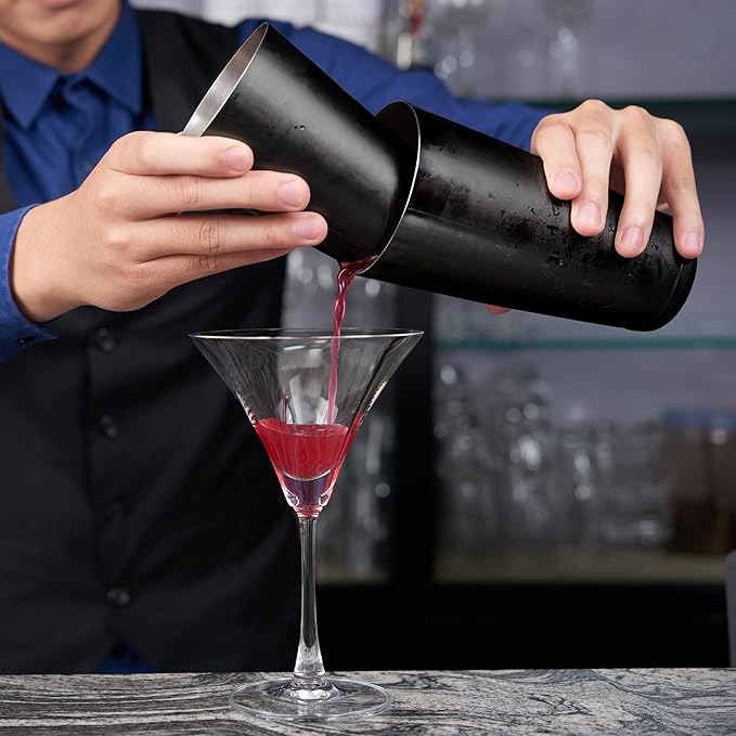 Homestia Boston Cocktail Shaker Black, Cocktail Shaker Tins Weighted, Bar Shaker Set Bartender Shakers for Bartending - Martini Shaker Stainless Steel Drink Mixer, Bar Tools Metal Shaking Tin