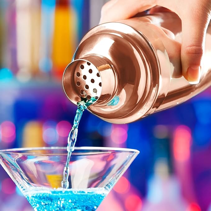 Zulay Cocktail Shaker Set - Stainless Steel Mixed Drink Shaker - Martini Shaker Set with Build in Strainer, Double Sided Jigger & Muddler Combo Mixing Spoon - Pro Margarita Shaker - Large 24oz