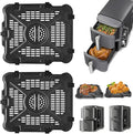 GWY Air Fryer Tray for Ninja SL201 SL401 SL451 Double Stack XL 2-Basket Air Fryer, 2 Packs Replacement Air Fryer Crisper Plate Grill Pan Grill Plate Accessories with Rubber Bumpers, Dishwasher Safe
