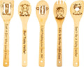 5PCS Cow Wooden Cooking Spoons Cow Gifts Cow Decor Cow Gifts for Women Cow Kitchen Decor Gifts for Cow Lovers Cow Stuff Party Favors Housewarming Wedding Cooking Bamboo Cooking Spoons