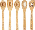 5PCS Initial Wooden Cooking Spoons Initial Letter Kitchen Decor Gifts Personalized Monogrammed Birthday Gifts for Women Mom Friend Housewarming Wedding Bamboo Cooking Spoons