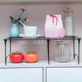 1/2-Piece Set cabinet organizer shelf,kitchen counter shelf,Foldable Pantry Shelf,Plate, Dish,Rustproof Metal Storage Organizer (1, Black)