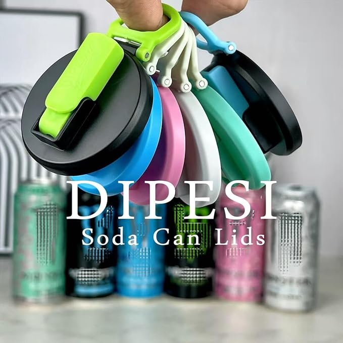 6 Pack Soda Can Lids with Straws,Inspired by Energy Drink Can Colors, Reusable BPA-Free Can Tops for Energy Drink, Soda, Juice, Beer – Fits Standard 12oz/16oz Cans（K01-P6）