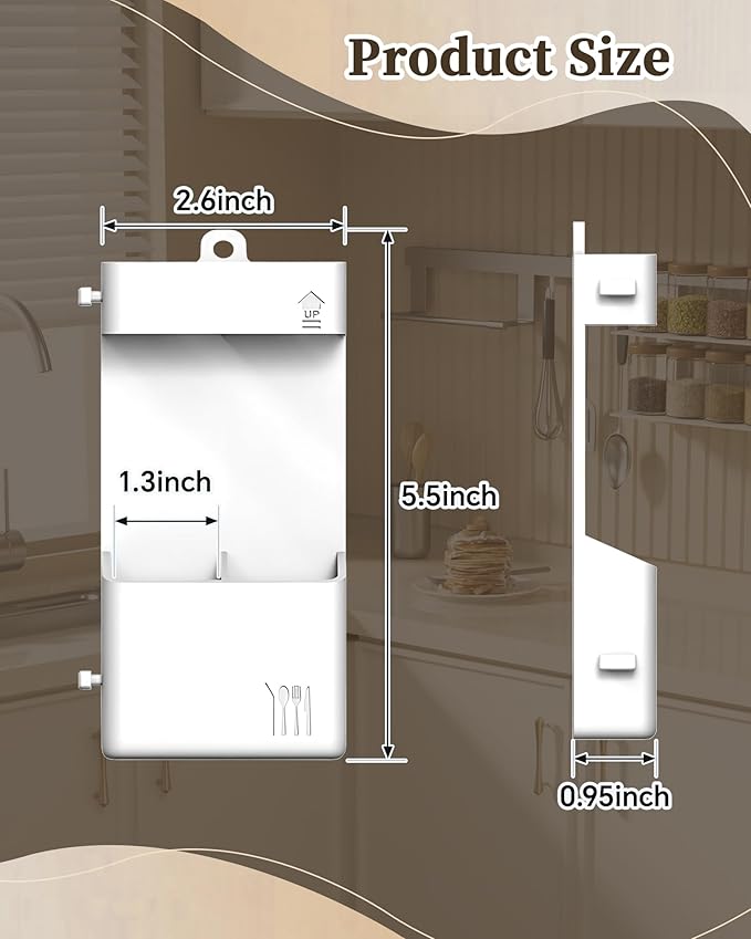 Magnetic Straw Holder for Cabinet Door, Silicone Straw Organizer,Straws Storage Container with Double Sided Adhesive,Reusable Straw Dispenser for Kitchen Fridge Cupboard (White)