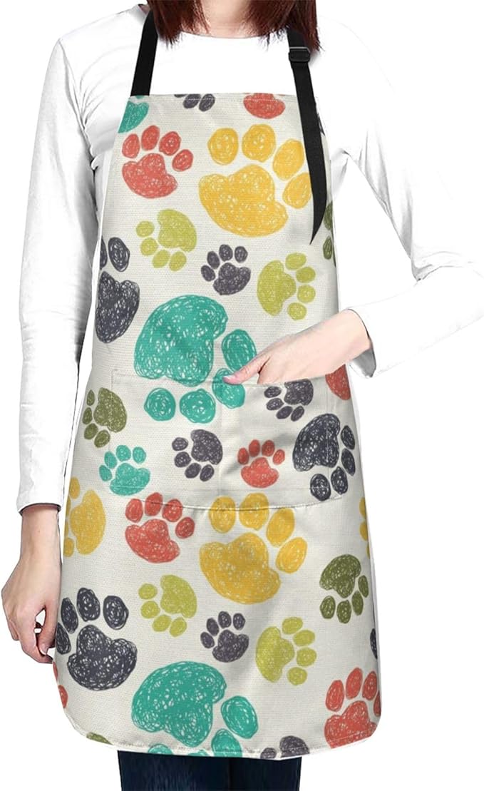 Apron Bib with 2 Pockets and Adjustable Neck Waterproof Kitchen Cooking Gardening Chef Aprons for Women Men