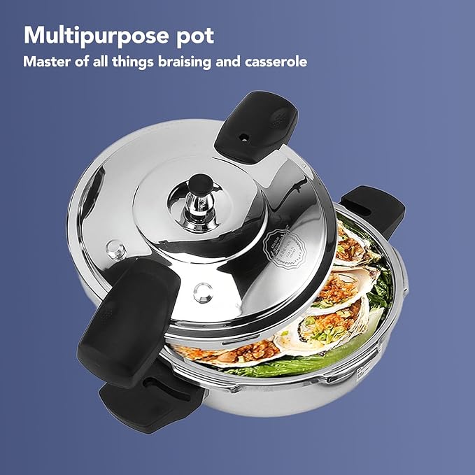 Stainless Steel Pressure Cooker Mini Compact Pressure Cooker,3 Liters Rapid Heat Conduction Pots for Electric Gas Stoves (22CM)