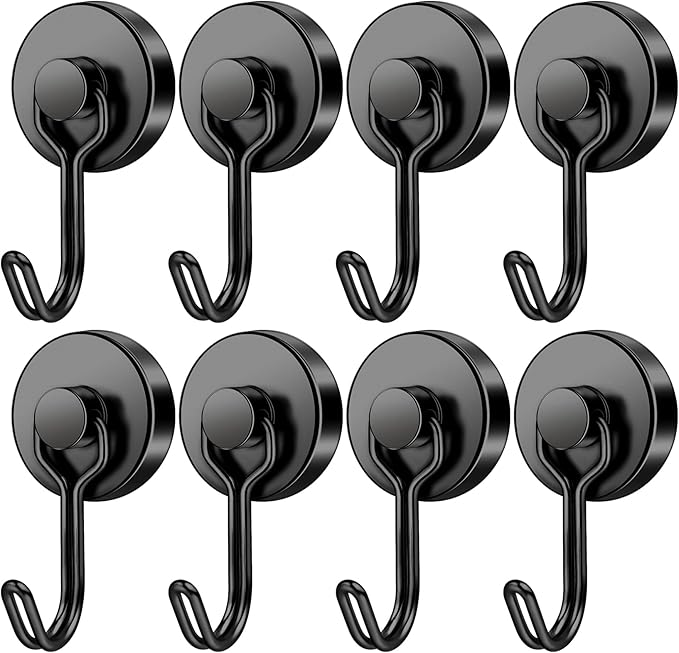 FINDMAG 60LBS Swivel Swing Magnetic Hooks, Heavy Duty Neodymium Hooks for Hanging, Strong Magnetic Hooks for Refrigerator, Kitchen, Office, Garage, Locker, Cruise, Home Storage - 8 Pack