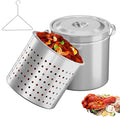 Bonnlo 50QT Turkey Fryer Pot with Steamer Basket, Lid & Lifting Hook, Stainless Steel Seafood Boil-Pot for Lobster, Crab & Shrimp, Heavy-Duty Deep Stockpot for Outdoor Boiling, Cooking & Frying