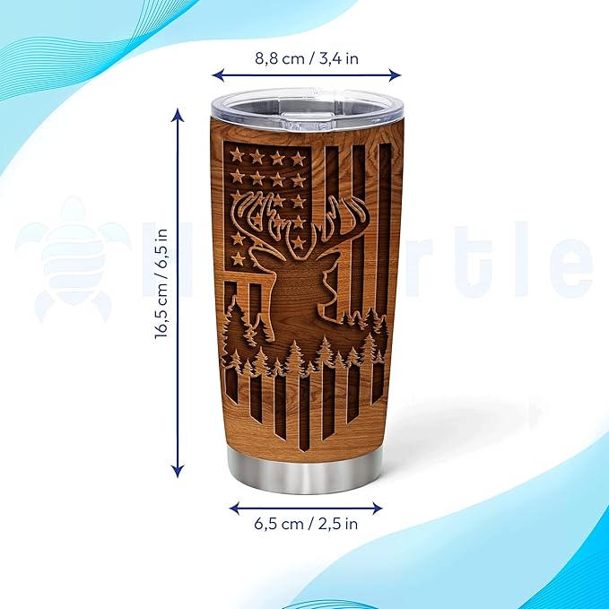 Hyturtle Personalized Hunting Gifts For Men - Deer Hunting Tumbler 20 Oz Travel Coffee Mug Stainless Steel - Fathers Day Hunting Gift For Dad, Him, Boy, Husband, Hunters From Son, Wife On Birthday