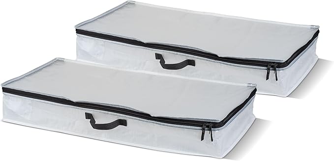 CleverMade Foldable Storage Container Bags, Pack of 2 Heavy Duty Plastic Reusable Oversized Packing, Under Bed or Duffel Storage Bins for Dorm Room Home Utility Laundry Grocery Shopping Travel
