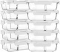 M MCIRCO [10-Pack,30 Oz Glass Meal Prep Containers 2 Compartments Airtight Lunch Bento Boxes with Lids, Glass Food Storage Containers, Microwave, Oven, Freezer and Dishwasher, White