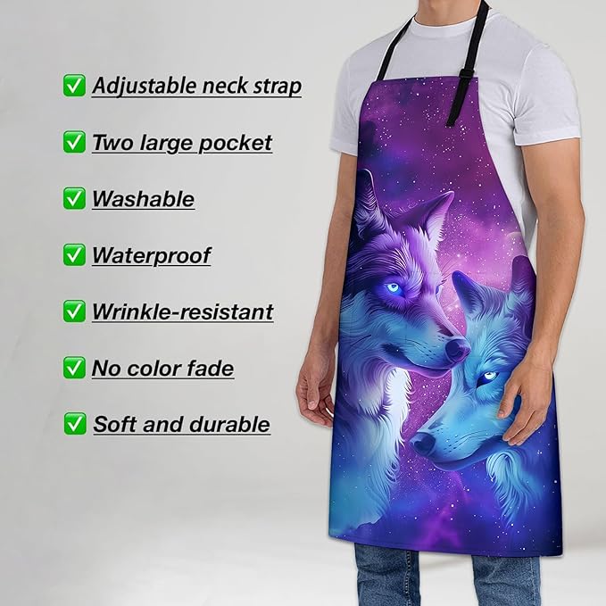 Octopus Apron for Women Men 28x33in, Kitchen Chef Aprons with 2 Pockets, Polyester, Underwater Octopus Apron