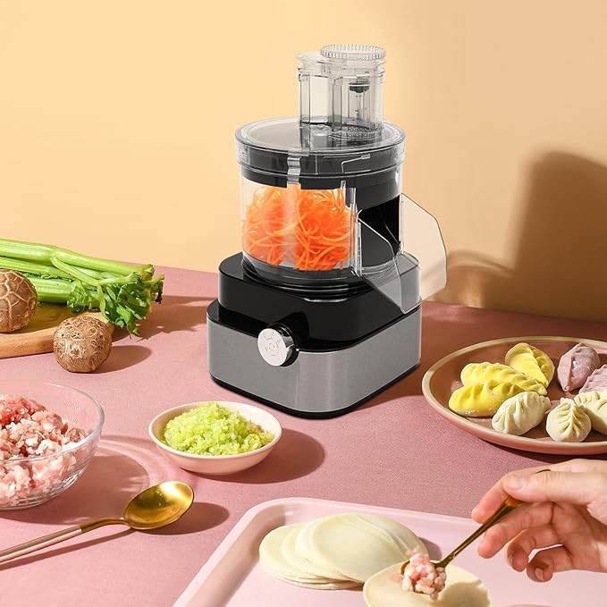5-in-1 Commercial Food Processor, 600W Veggie Shredder 110V Electric Vegetable Chopper, Multifunctional Meat Blender Grinder Combo for Vegetable Fruits Meat Ginger Garlic
