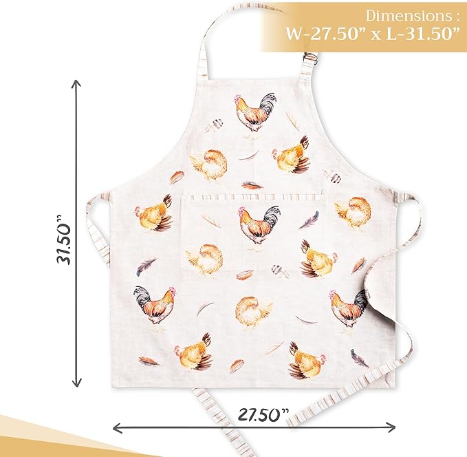 Maison d' Hermine 100% Cotton Apron for women with Pocket Kitchen Chef Apron for Men Cooking Gardening Server Waitress