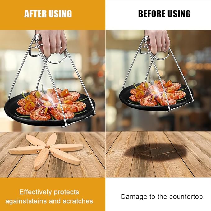 Wooden Trivets for Hot Dishes， Tree Shape Trivet Set,Trivets for Hot Dishes - 4 Wooden Trivet + 1 Stand（Beech Wood）