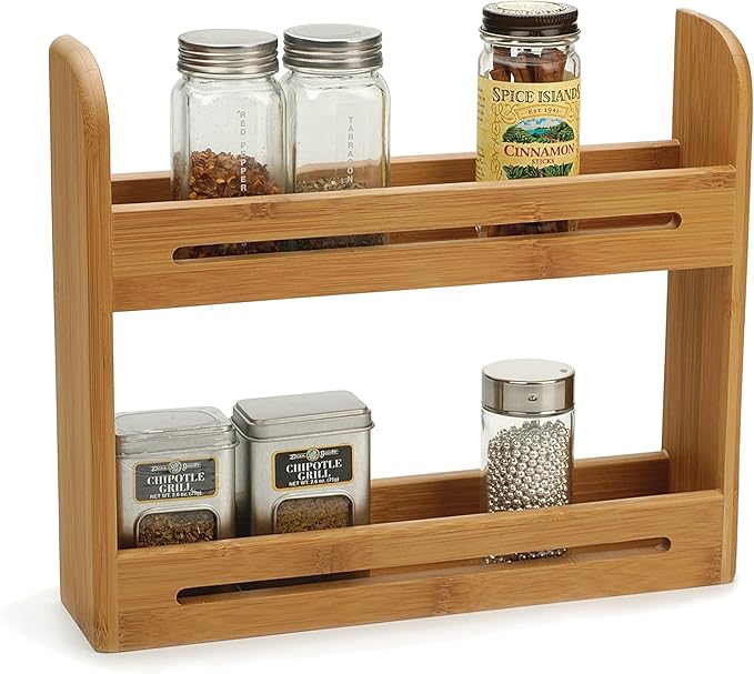 RSVP International Bamboo Collection, Countertop Décor for Kitchen & Tabletop, Spice Rack, 12x2.75x10.25"