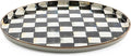 MACKENZIE-CHILDS Enamel Round Tray, Unique Serving Platter for Food and Drinks, Black-and-White Courtly Check