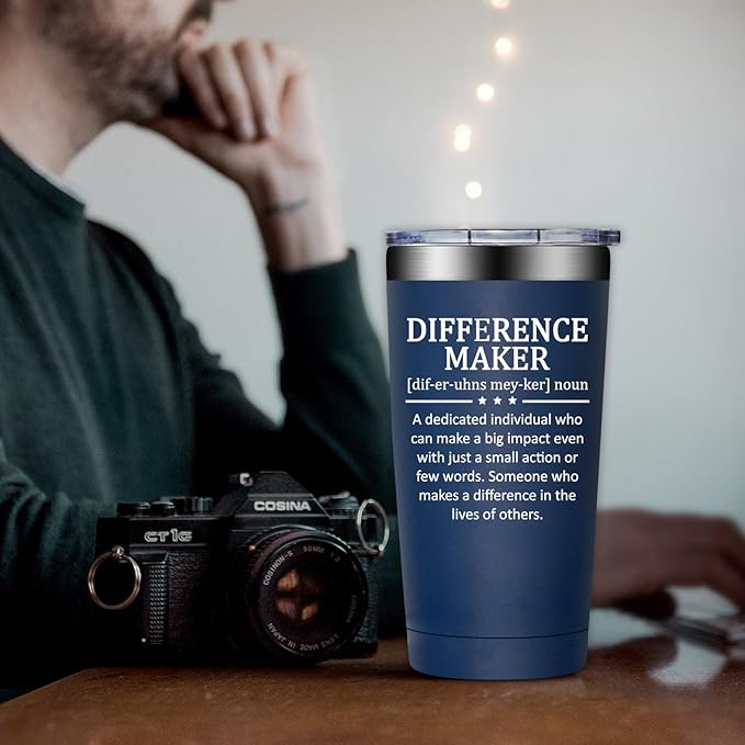 Difference Maker Gifts - Christmas Thank You Gift for Men Women - Teacher Appreciation Gifts - Inspirational Gift for Coworker, Boss, Assistant, Employee - 20oz Tumbler