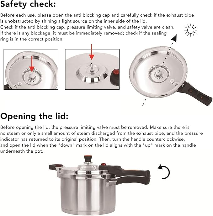 Pressure Cookers, Stainless Steel Pressure Cooker Canner Pressure Canner Rice Cooker Instant Kitchen Cookware for Gas & Induction Cooker Gas Electric Stove (5L)