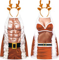 4 Pcs Christmas Aprons with Hats for Women Men Adjustable Kitchen Funny Cooking Aprons for BBQ Party