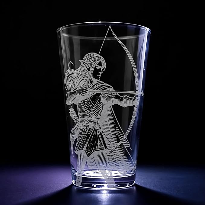 LEGOLAS ELF Engraved 16oz Pint Glass | Inspired by Tolkien Power Ring and Middle Earth | Great Christmas Gift Idea | Unique Elvish Fantasy Wizard Fantasy Decor!