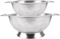 Stainless Steel Colander and Strainer Set(5-Quart and 3-Quart)， Strainer for Kitchen Food, Dishwasher Safe