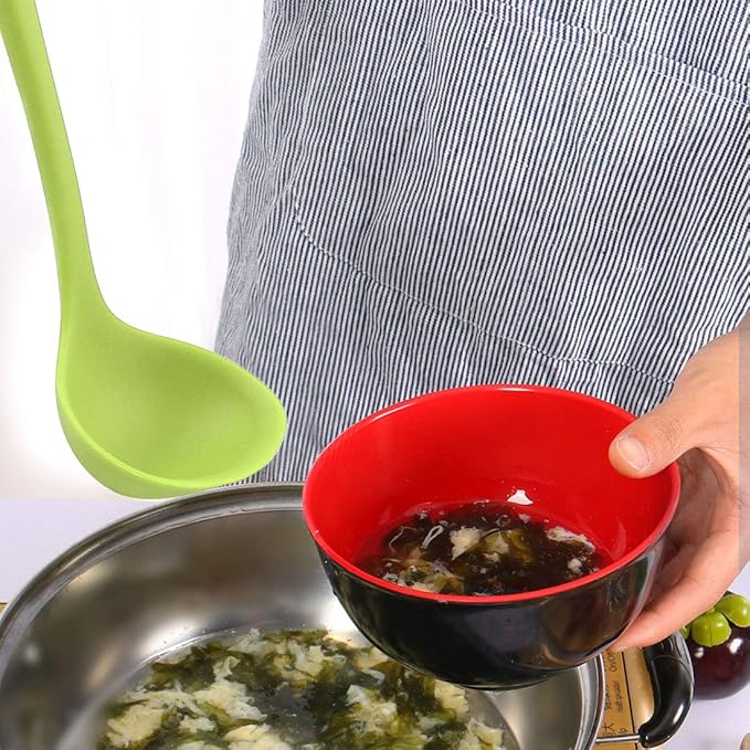 uxcell Silicone Soup Ladle Spoon 11.6 Inch Length Heat Resistant to 450°F One Piece Design Restaurant Kitchen Cooking Utensil for Serving Soup Light Green