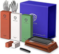 Premium Knife Sharpening Stone Kit - YeopAsda 3 Sides Grit 400/1000/6000 Whetstones - Knife Sharpener Stone with Non-Slip Wood Base, Angle Guide & Cut Resistant Gloves