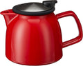 FORLIFE Bell Ceramic Teapot with Basket Infuser, 26-Ounce/770ml, Red