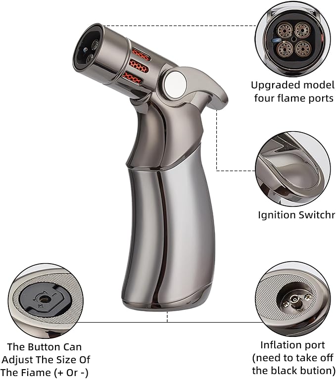 Whiskey Smoker Kit with Torch, Old Fashioned Cocktail Bourbon Drink Smoker with 4 Flavors Wood Chips, Birthday Christmas Day Gifts for Husband, Men, Dad(No Butane)