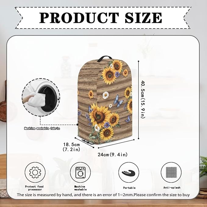 Sunflower Butterfly Coffee Machine Dust Cover Universal Design Compatible with Blender Juicer Food Processor Washable Oil Proof Food Processor Protective Cover with Top Handle