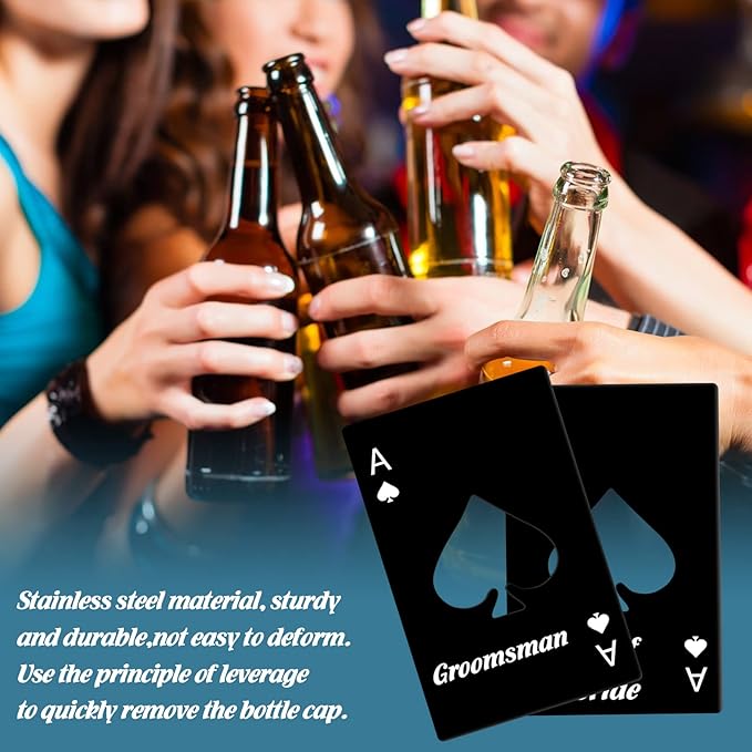 10 Pcs Poker Card Bottle Openers, Beer Opener Can Openers Groomsmen Wallet Bottle Opener Stainless Steel Ace of Spades Poker Shaped Bottle Cap Openers for Gift.