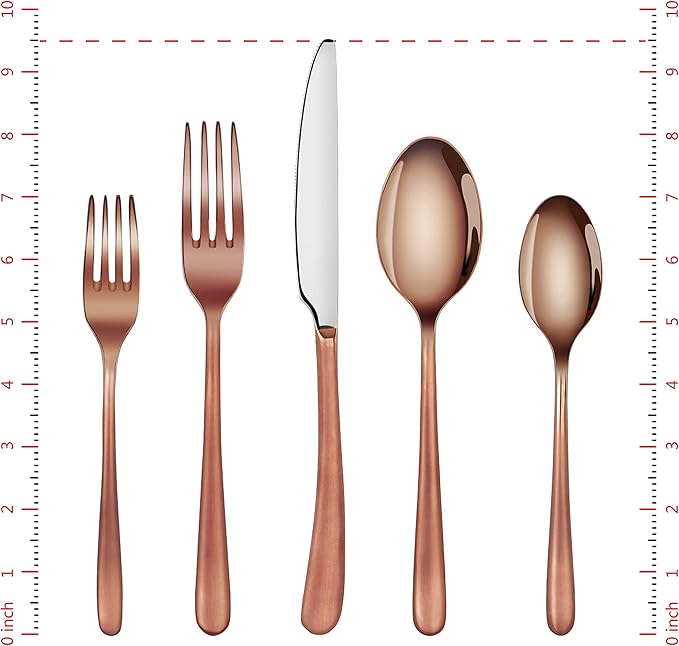 Cangshan 1027020 Rain II Series 20-Piece Stainless Steel 18/10 Forged Antique Copper Finish Flatware Set